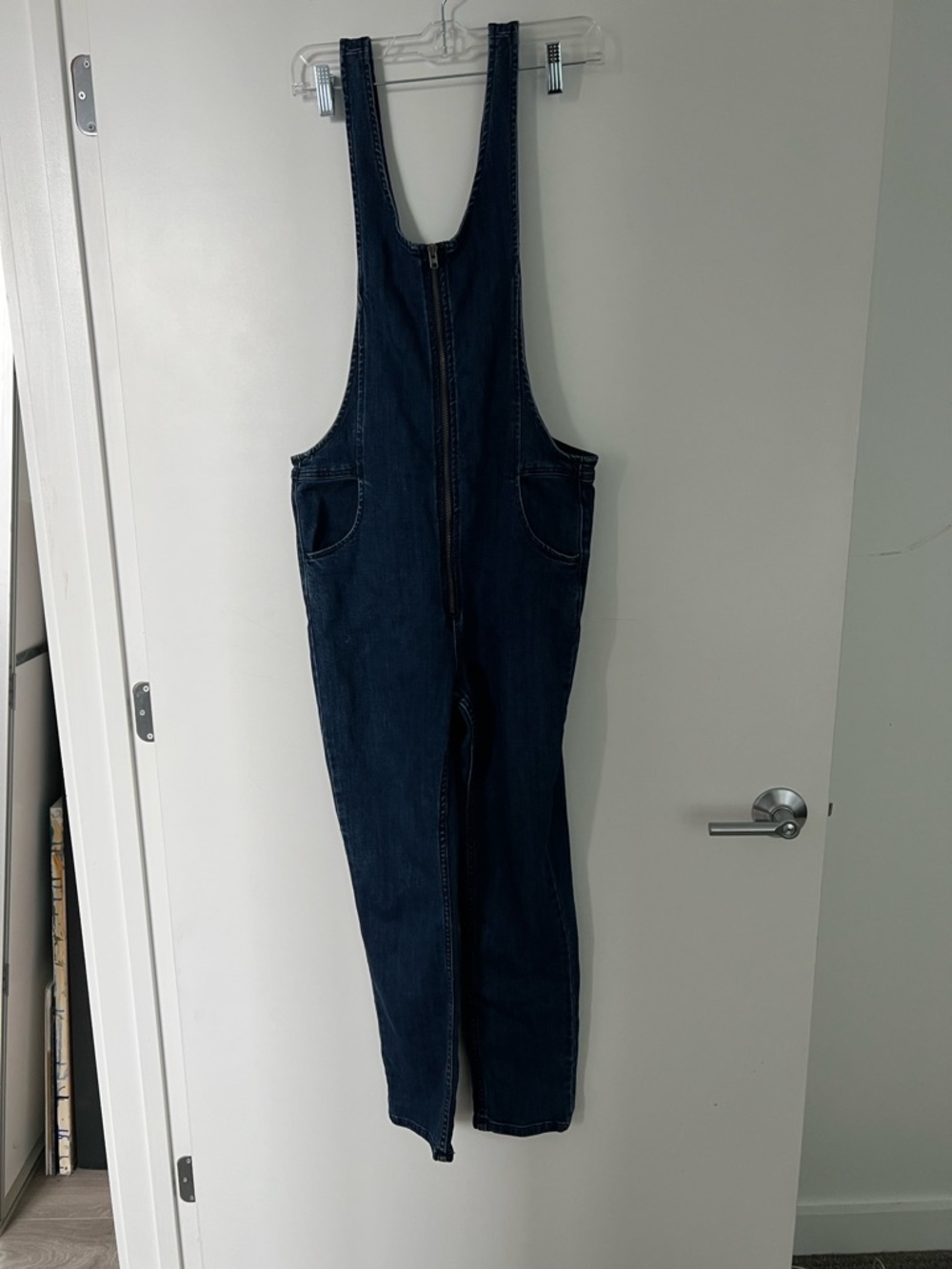 Free People Dark Indigo Denim Overalls